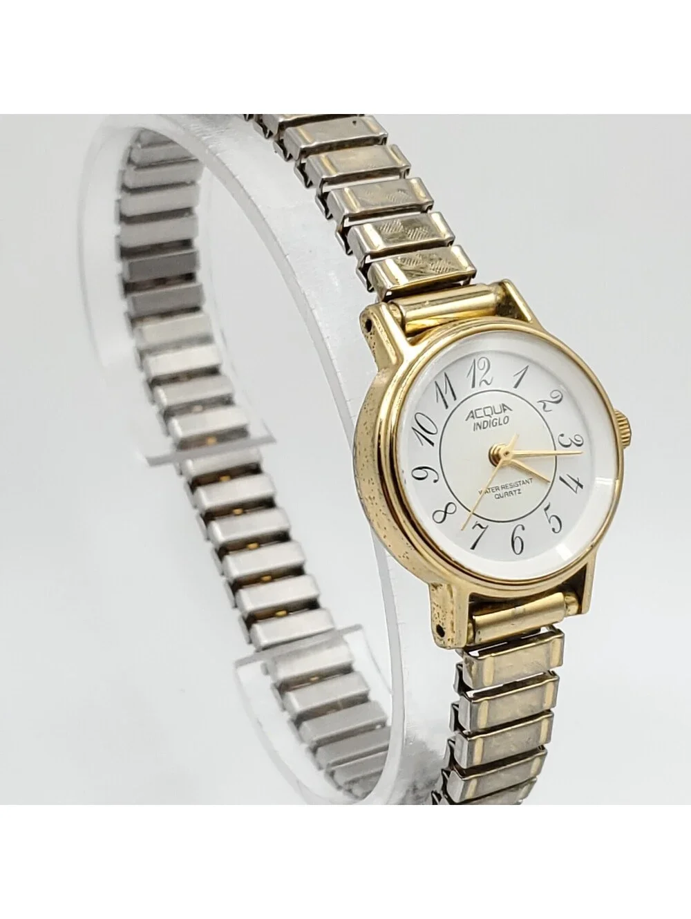 Timex Acqua Indiglo Womens Watch Stretch BandTwo-Tone 23mm New Battery